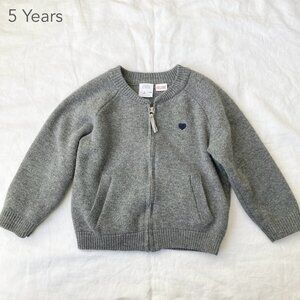 💙2/$25 Zara 5 Years Toddler Kid Girl Grey Heart Zip Sweater Cardigan